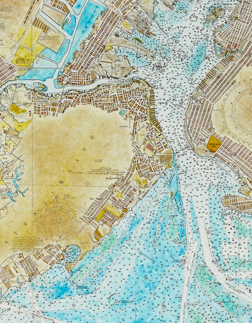 New York Harbor Nautical Chart | Framed Giclee Print on Canvas